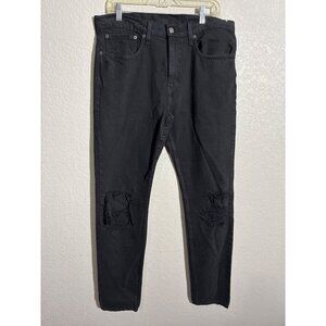 Levis 512 Jeans Mens 34x33 Black Slim Tapered Stretch Denim Distressed